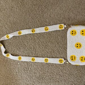 Smiley Face White Shoulder Bag